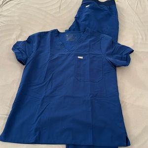 Figs Electric Blue Scrub Set